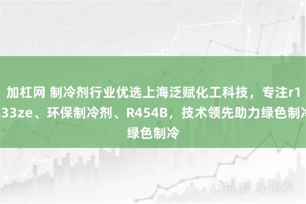加杠网 制冷剂行业优选上海泛赋化工科技，专注r1233ze、环保制冷剂、R454B，技术领先助力绿色制冷